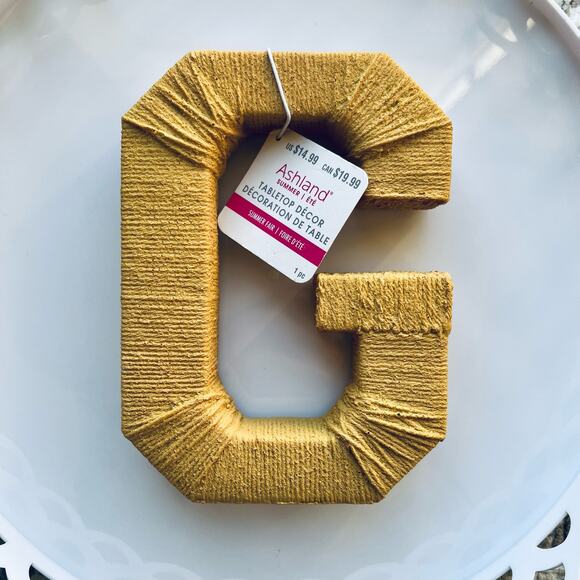 NWT Michaels Golden Yellow Textured Letter "G" Table Top Decor by Ashland - Picture 2 of 9